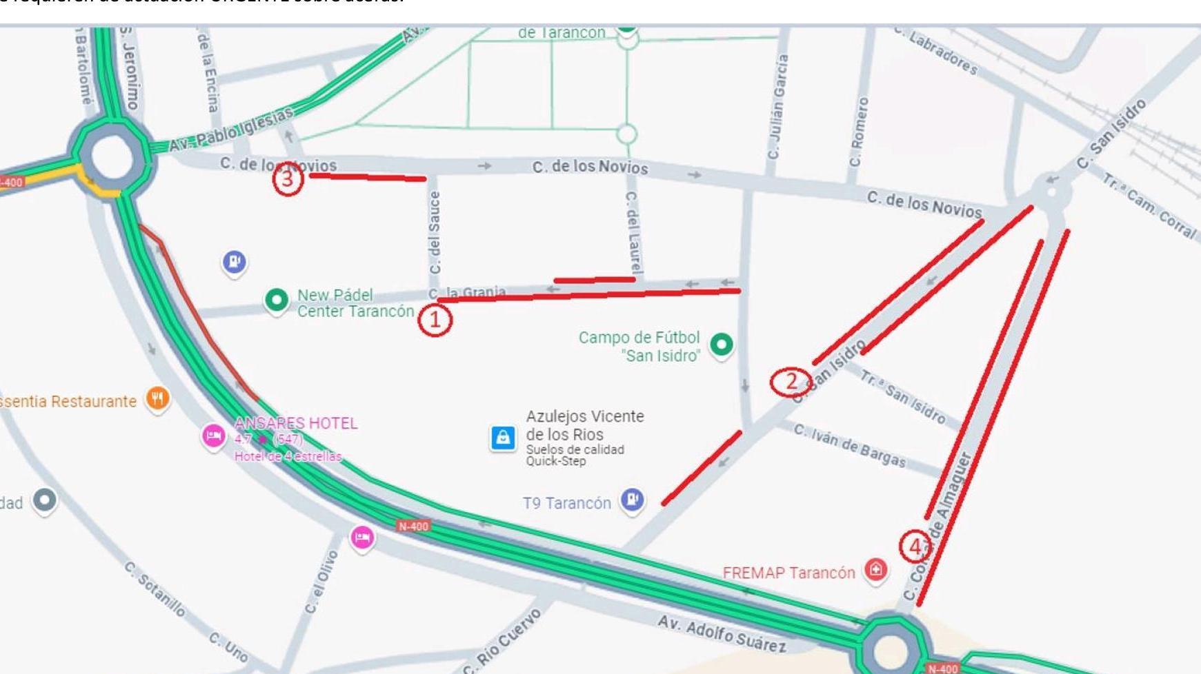 Dotar y renovar aceras en calles Granja, Miguel Ángel Blanco, San Isidro y de los novios